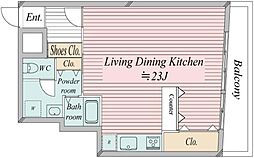 シャンボール新中野 ワンルームの間取図画像