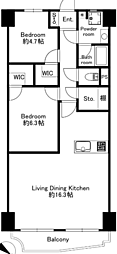 サンポートハイツ 2LDKの間取図画像