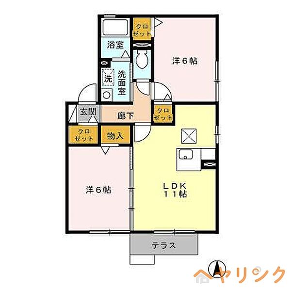 リモーネ Ｂ ｜愛知県日進市藤塚5丁目(賃貸アパート2LDK・1階・53.76㎡)の写真 その2