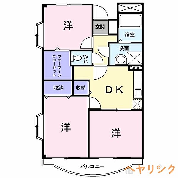 ジュネス香久山 ｜愛知県日進市香久山1丁目(賃貸マンション3DK・3階・57.02㎡)の写真 その2