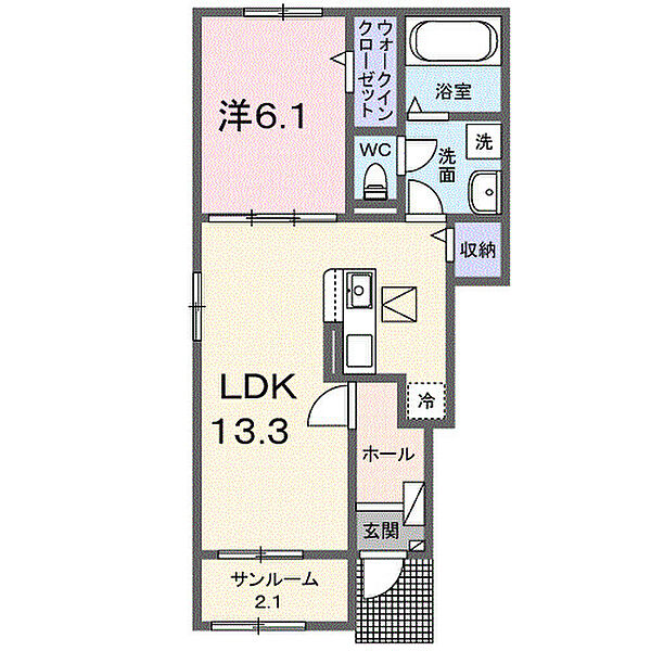 エスパス　リッシュ　田井　Ｂ 101｜兵庫県姫路市網干区田井(賃貸アパート1LDK・1階・50.01㎡)の写真 その2