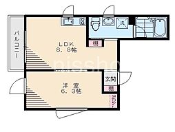 8061-ゼフィロス 1LDKの間取図画像