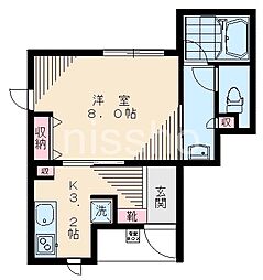8083-家政ハイツ八番館 1Kの間取図画像