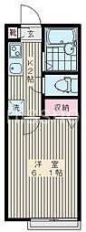 コーポ筑水 1Kの間取図画像