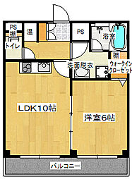 エルミタージュ難波南6 1LDKの間取図画像