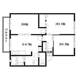 アーバン宮前1 3DKの間取図画像