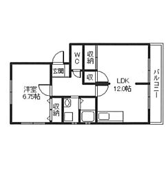 エクレール 1LDKの間取図画像