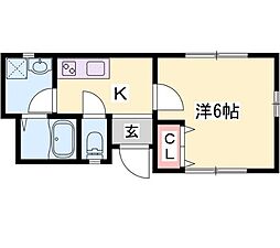 リープラス姫路栗山 1Kの間取図画像