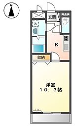 プランドールA 1Kの間取図画像