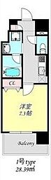 グランネクサス船橋町 1Kの間取図画像