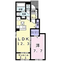 リアン寿B 1LDKの間取図画像