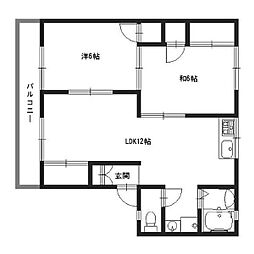 ファミール安室東B棟 2LDKの間取図画像