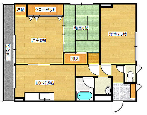 広島県広島市西区古江西町(賃貸マンション3DK・3階・65.07㎡)の写真 その2