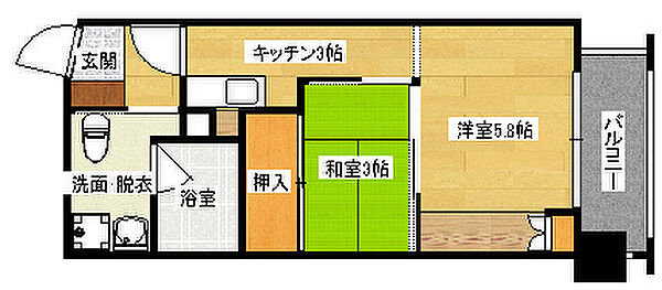 広島県広島市中区大手町２丁目(賃貸マンション2K・4階・30.07㎡)の写真 その2