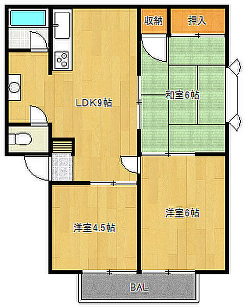 広島県広島市西区古江西町(賃貸アパート3LDK・2階・60.00㎡)の写真 その2