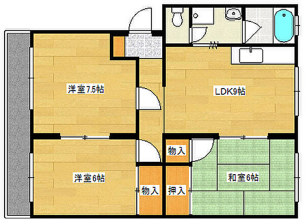 広島県広島市西区古江西町(賃貸マンション3LDK・1階・61.39㎡)の写真 その2