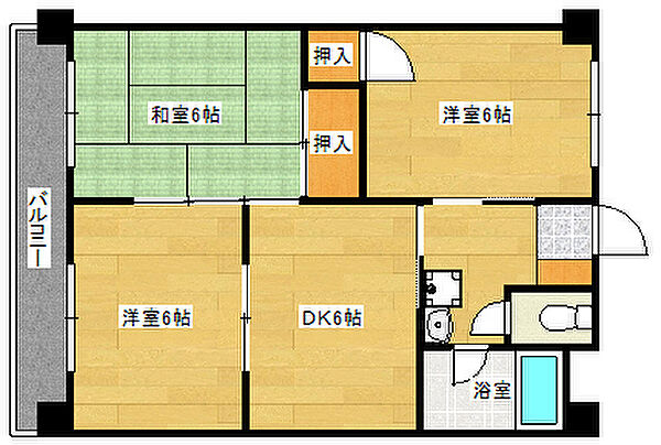 広島県広島市南区旭１丁目(賃貸マンション3DK・2階・52.65㎡)の写真 その2