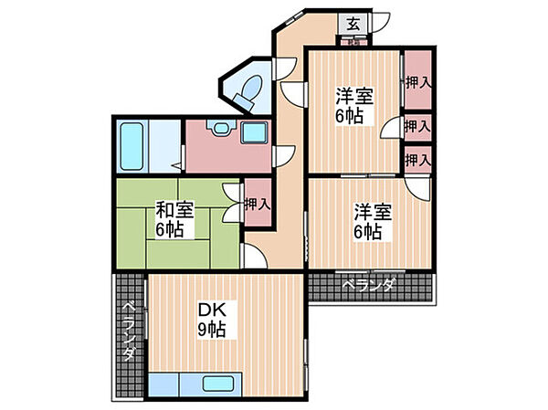 広島県広島市安佐南区川内６丁目(賃貸アパート3DK・2階・64.70㎡)の写真 その2