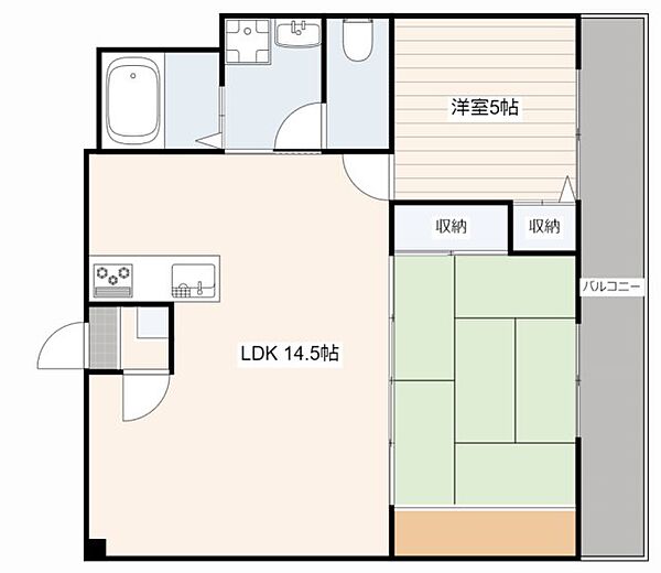 広島県広島市中区舟入川口町(賃貸マンション2LDK・6階・51.84㎡)の写真 その2