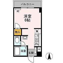 広島電鉄8系統 舟入町駅 徒歩5分の賃貸マンション 2階ワンルームの間取り