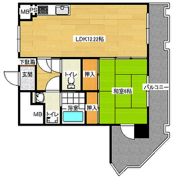 広島県広島市南区出汐１丁目(賃貸マンション1LDK・5階・43.66㎡)の写真 その2