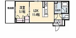 JR芸備線 広島駅 徒歩13分の賃貸アパート 1階1LDKの間取り