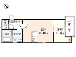 広島電鉄宮島線 高須駅 徒歩2分の賃貸アパート 2階1LDKの間取り
