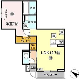 JR呉線 海田市駅 徒歩10分の賃貸アパート 1階1LDKの間取り