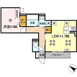 JR呉線 海田市駅 徒歩10分の賃貸アパート 1階1LDKの間取り