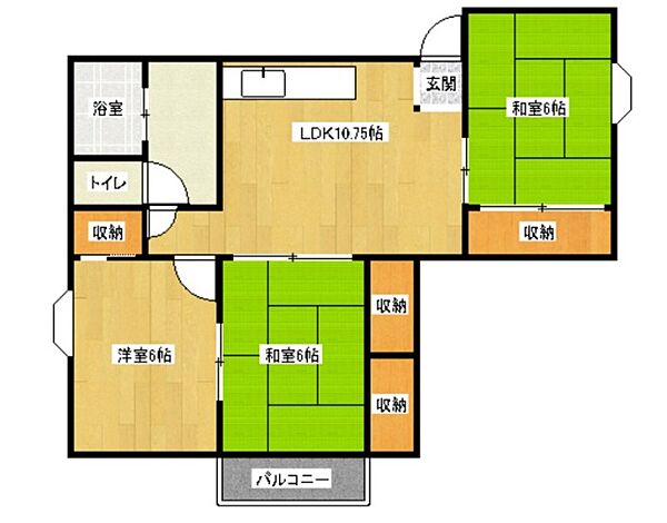 広島県安芸郡府中町柳ケ丘(賃貸アパート3LDK・2階・56.30㎡)の写真 その2