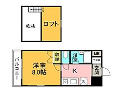 広島電鉄2系統 本川町駅 徒歩4分の賃貸マンション 9階1Kの間取り