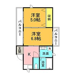 アイランドビル15 2DKの間取図画像