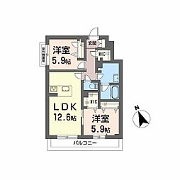 広島高速交通アストラムライン 伴中央駅 徒歩5分の賃貸マンション 3階2LDKの間取り