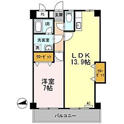 JR可部線 古市橋駅 徒歩9分の賃貸マンション 3階1LDKの間取り