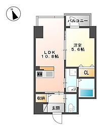 広島電鉄8系統 舟入南駅 徒歩3分の賃貸マンション 5階1LDKの間取り