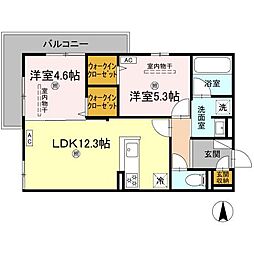 campanella山本 2LDKの間取図画像