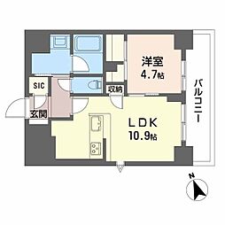 広島電鉄8系統 横川駅 徒歩6分の賃貸マンション 2階1LDKの間取り