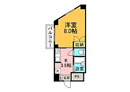 JR山陽本線 横川駅 徒歩3分の賃貸マンション 6階1Kの間取り