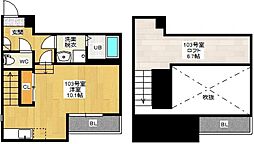 広島電鉄8系統 舟入町駅 徒歩4分の賃貸アパート 1階ワンルームの間取り
