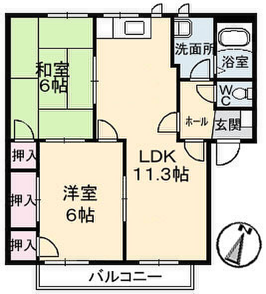 広島県広島市東区戸坂大上３丁目(賃貸アパート2LDK・2階・58.60㎡)の写真 その2