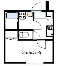 Ｃａｓａ　四葉　Ａ 2階1Kの間取り