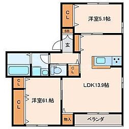 仮)田柄4丁目計画 2LDKの間取図画像