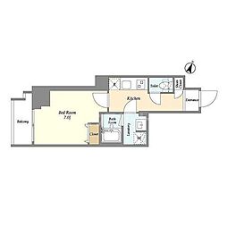 KDXレジデンス本蓮沼 1Kの間取図画像