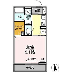 ラリュール上板橋 1Kの間取図画像