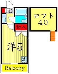 ロゼリア 1Kの間取図画像