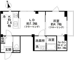 クレア学習院下 1Kの間取図画像