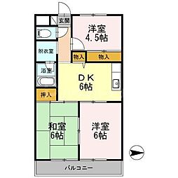 第3長瀬マンション 4DKの間取図画像