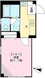 シャレエ千川 1Kの間取図画像
