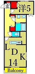 Bequem 1LDKの間取図画像