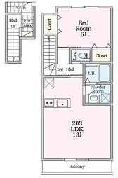 練馬区北町2丁目アパート 1LDKの間取図画像